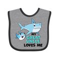 thumbnail image 1 of Inktastic My Great Uncle Loves Me with Cute Sharks Boys or Girls Baby Bib, 1 of 4