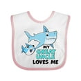 thumbnail image 1 of Inktastic My Great Uncle Loves Me with Cute Sharks Boys or Girls Baby Bib, 1 of 4