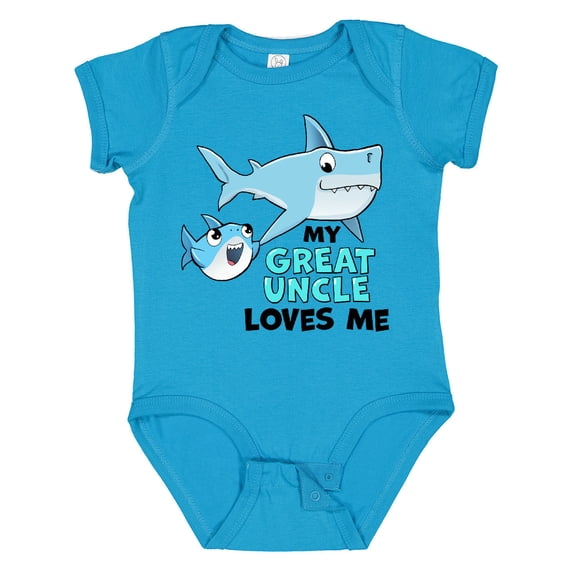 Inktastic My Great Uncle Loves Me with Cute Sharks Boys or Girls Baby Bodysuit