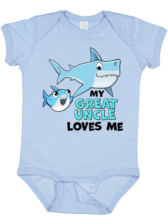 My Great Uncle Loves Me with Cute Sharks Boys or Girls Baby Bodysuit