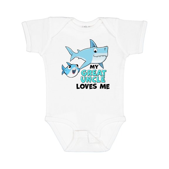 Inktastic My Great Uncle Loves Me with Cute Sharks Boys or Girls Baby Bodysuit