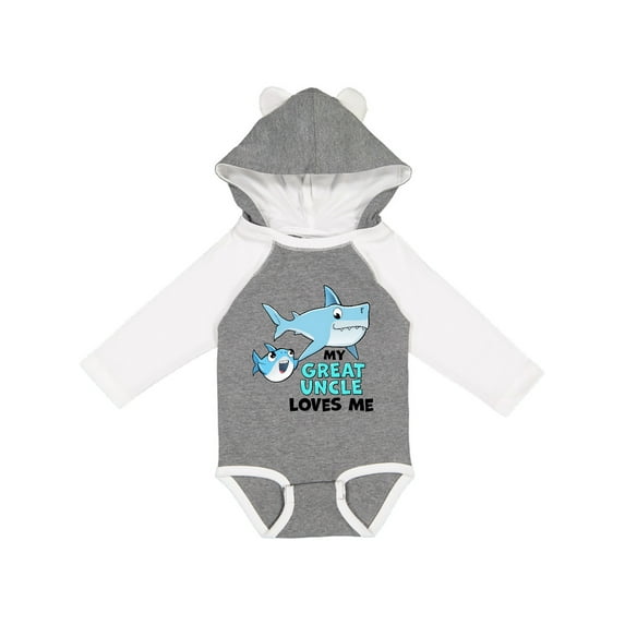 Inktastic My Great Uncle Loves Me with Cute Sharks Boys or Girls Long Sleeve Baby Bodysuit