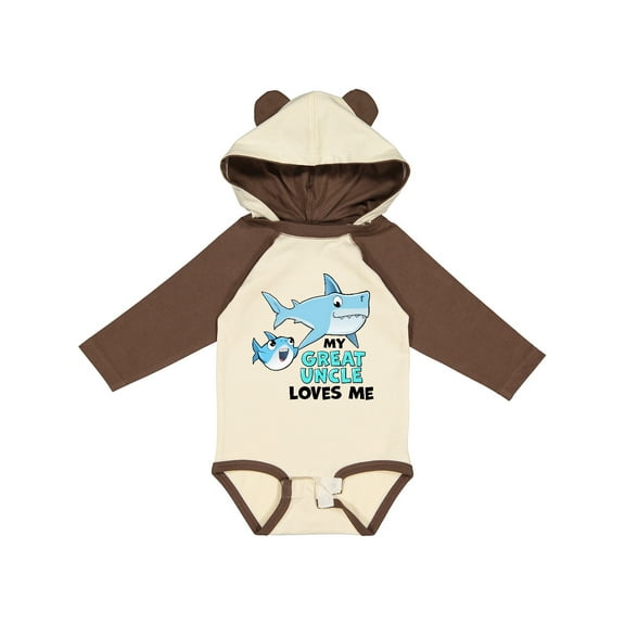 Inktastic My Great Uncle Loves Me with Cute Sharks Boys or Girls Long Sleeve Baby Bodysuit