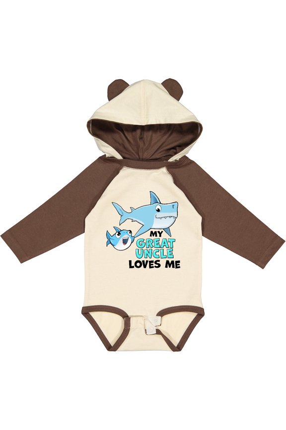 My Great Uncle Loves Me with Cute Sharks Boys or Girls Long Sleeve Baby Bodysuit