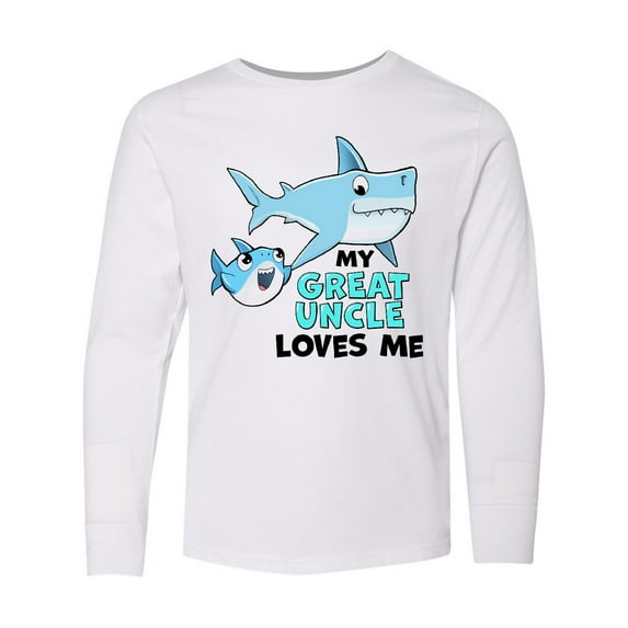 Inktastic My Great Uncle Loves Me with Cute Sharks Long Sleeve Youth T-Shirt