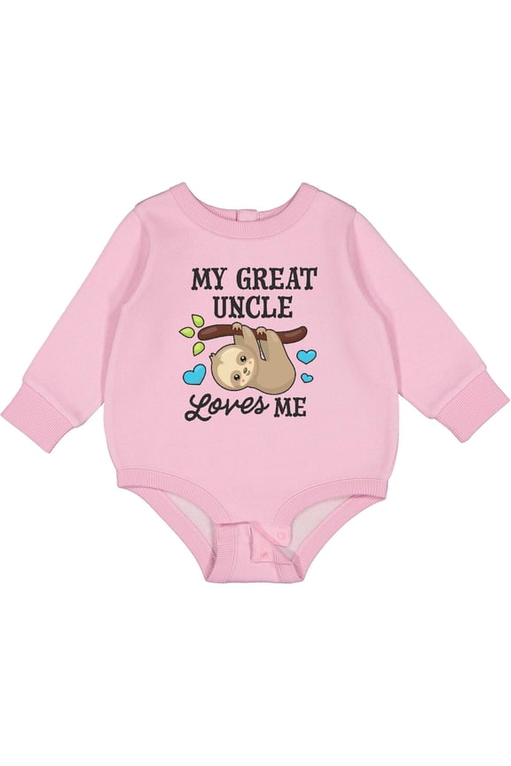 My Great Uncle Loves Me with Sloth and Hearts Baby Fleece Bodysuit