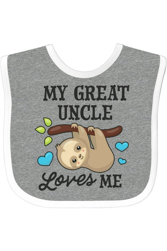 My Great Uncle Loves Me with Sloth and Hearts Boys or Girls Baby Bib