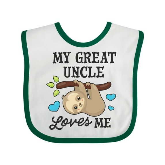 Inktastic My Great Uncle Loves Me with Sloth and Hearts Boys or Girls Baby Bib
