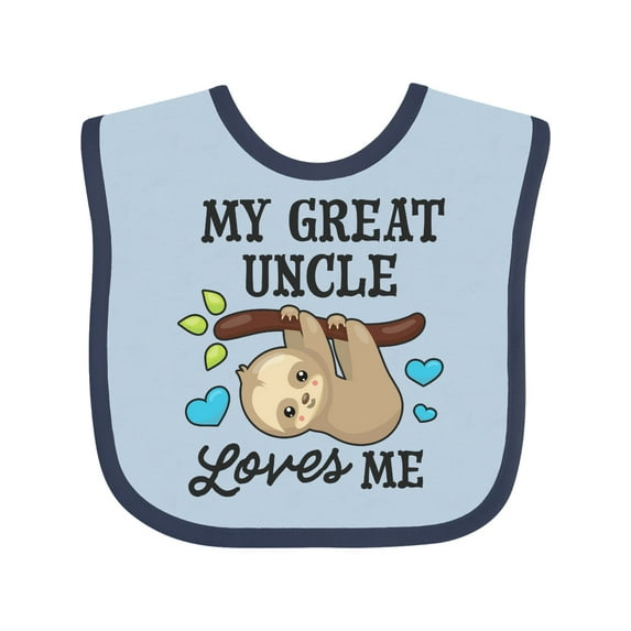 Inktastic My Great Uncle Loves Me with Sloth and Hearts Boys or Girls Baby Bib
