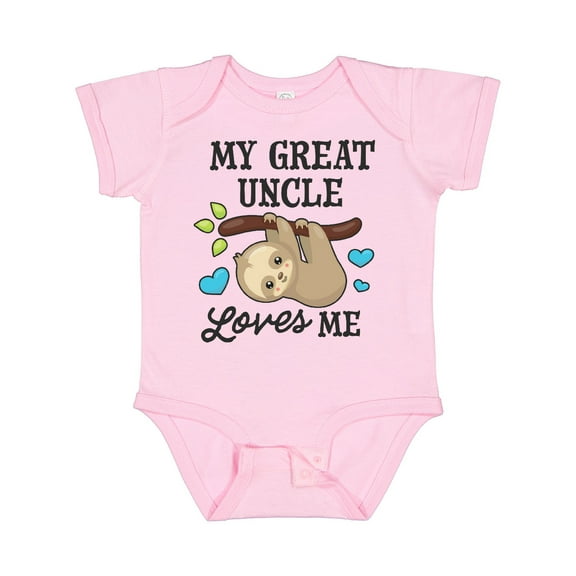 Inktastic My Great Uncle Loves Me with Sloth and Hearts Boys or Girls Baby Bodysuit