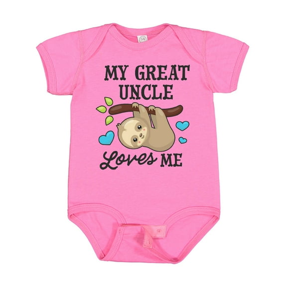 Inktastic My Great Uncle Loves Me with Sloth and Hearts Boys or Girls Baby Bodysuit