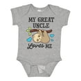 thumbnail image 1 of Inktastic My Great Uncle Loves Me with Sloth and Hearts Boys or Girls Baby Bodysuit, 1 of 5