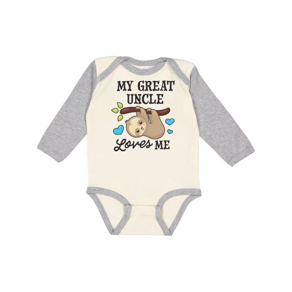 Inktastic My Great Uncle Loves Me with Sloth and Hearts Boys or Girls Long Sleeve Baby Bodysuit