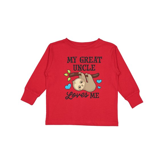 Inktastic My Great Uncle Loves Me with Sloth and Hearts Boys or Girls Long Sleeve Toddler T-Shirt