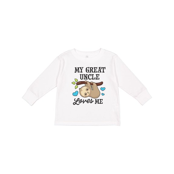 Inktastic My Great Uncle Loves Me with Sloth and Hearts Boys or Girls Long Sleeve Toddler T-Shirt