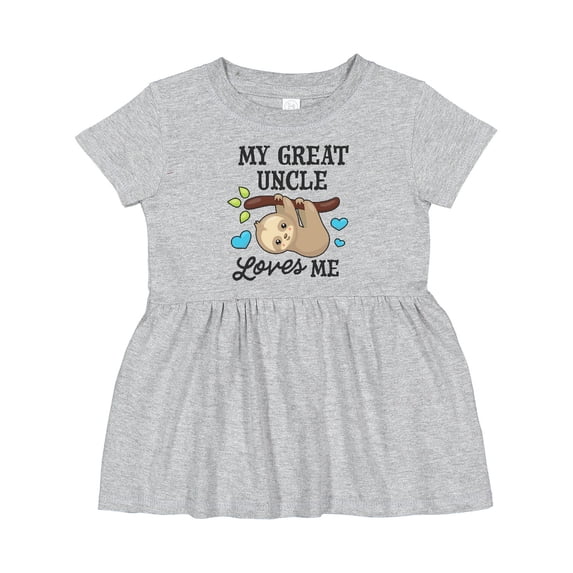Inktastic My Great Uncle Loves Me with Sloth and Hearts Girls Baby Dress