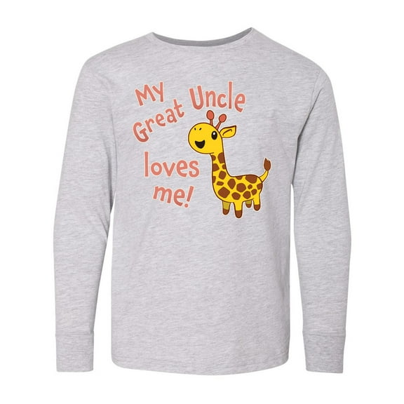 Inktastic My Great Uncle Loves me- cute giraffe Long Sleeve Youth T-Shirt