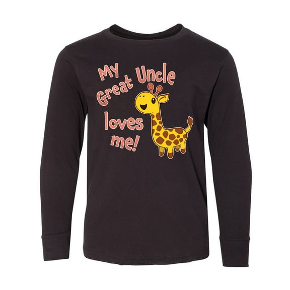 Inktastic My Great Uncle Loves me- cute giraffe Long Sleeve Youth T-Shirt