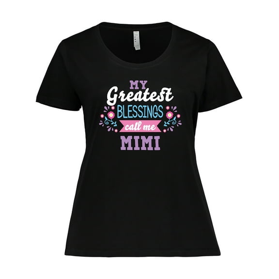 Inktastic My Greatest Blessings Call Me Mimi with Flowers Women's Plus Size T-Shirt