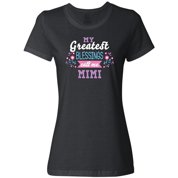 Inktastic My Greatest Blessings Call Me Mimi with Flowers Women's T-Shirt