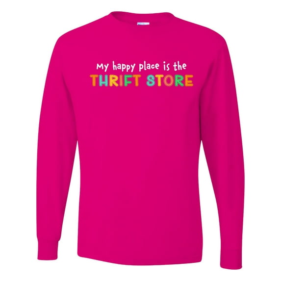 Inktastic My Happy Place is the Thrift Store Long Sleeve T-Shirt