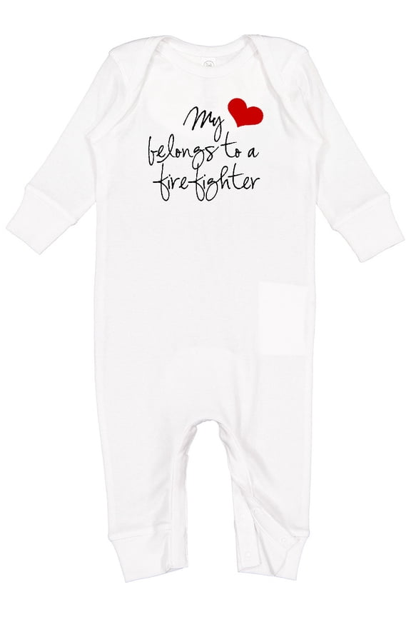 My Heart Belongs Firefighter Baby Romper Coveralls