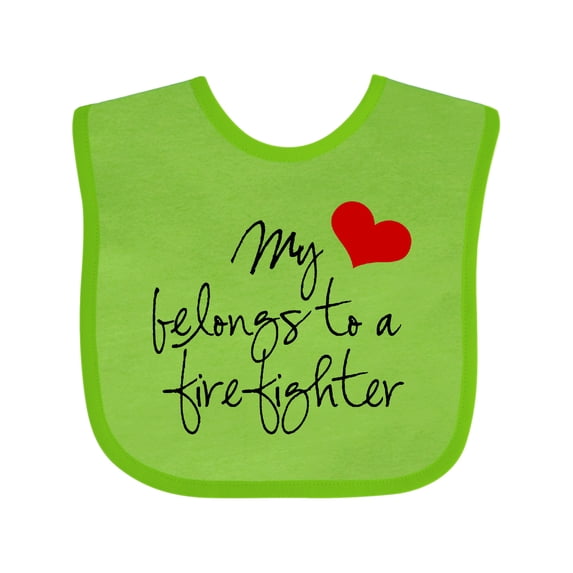Inktastic My Heart Belongs Firefighter Girls Baby Bib