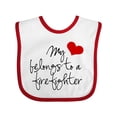 thumbnail image 1 of Inktastic My Heart Belongs Firefighter Girls Baby Bib, 1 of 4