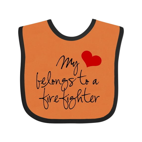 Inktastic My Heart Belongs Firefighter Girls Baby Bib