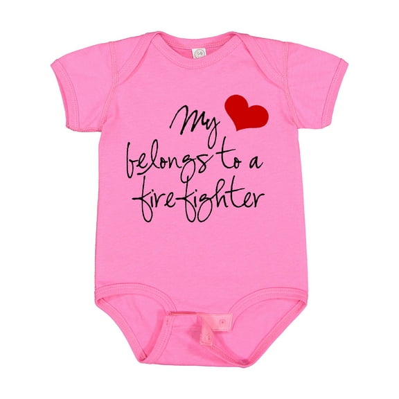 Inktastic My Heart Belongs Firefighter Girls Baby Bodysuit