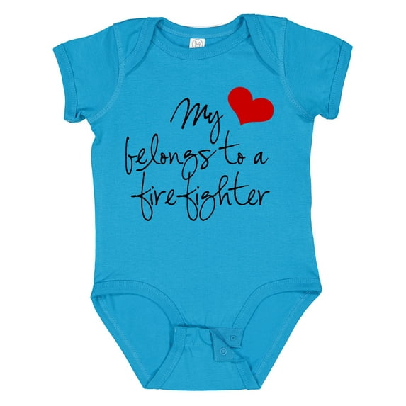 Inktastic My Heart Belongs Firefighter Girls Baby Bodysuit