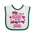 thumbnail image 1 of Inktastic My Heart Belongs to my Nana Boys or Girls Baby Bib, 1 of 4