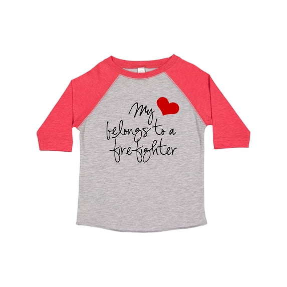 Inktastic My Heart belongs firefighter Girls Toddler T-Shirt