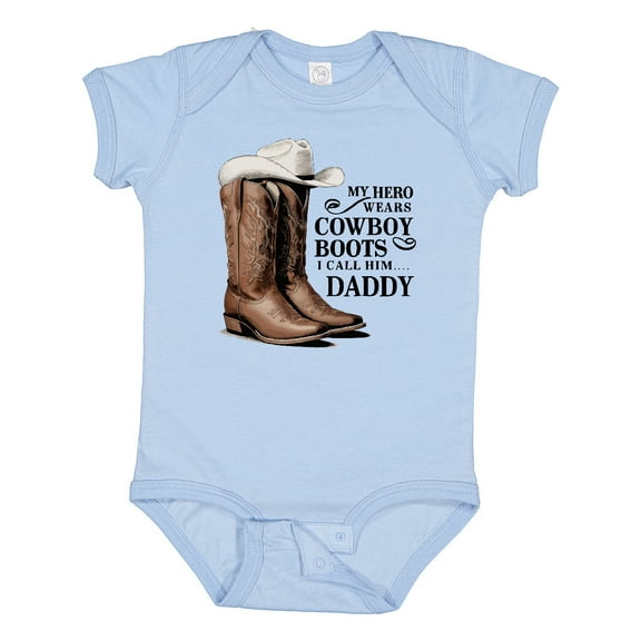 Inktastic My Hero Wears Cowboy Boots Boys or Girls Baby Bodysuit