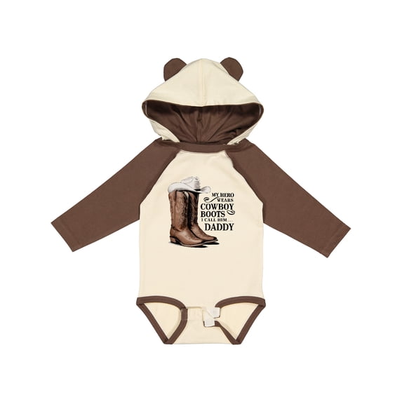 Inktastic My Hero Wears Cowboy Boots Boys or Girls Long Sleeve Baby Bodysuit