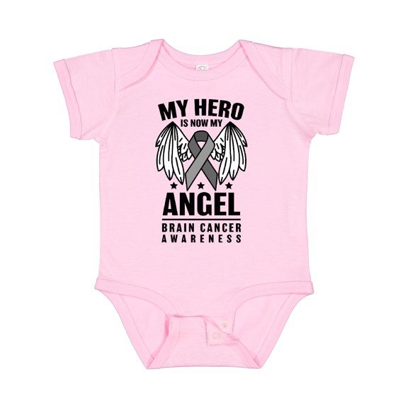 Inktastic My Hero is Now My Angel Brain Cancer Awareness Boys or Girls Baby Bodysuit