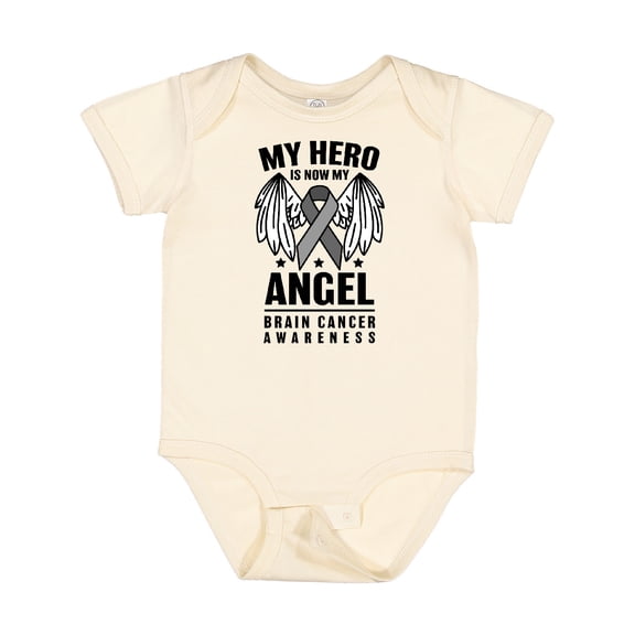 Inktastic My Hero is Now My Angel Brain Cancer Awareness Boys or Girls Baby Bodysuit