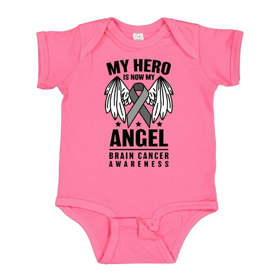 Inktastic My Hero is Now My Angel Brain Cancer Awareness Boys or Girls Baby Bodysuit