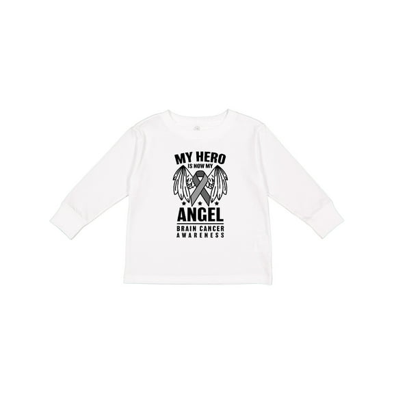Inktastic My Hero is Now My Angel Brain Cancer Awareness Boys or Girls Long Sleeve Toddler T-Shirt