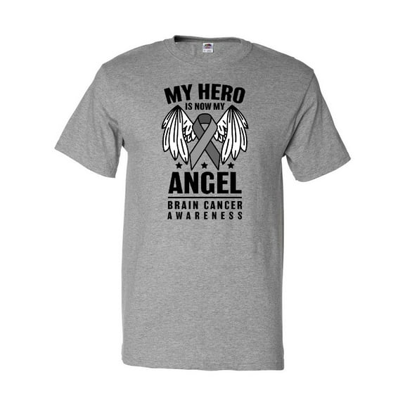 Inktastic My Hero is Now My Angel Brain Cancer Awareness T-Shirt