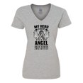 thumbnail image 1 of Inktastic My Hero is Now My Angel Brain Cancer Awareness Women's V-Neck T-Shirt, 1 of 5