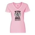 thumbnail image 1 of Inktastic My Hero is Now My Angel Brain Cancer Awareness Women's V-Neck T-Shirt, 1 of 5
