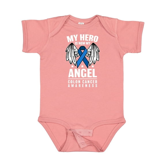 Inktastic My Hero is Now My Angel Colon Cancer Awareness Boys or Girls Baby Bodysuit