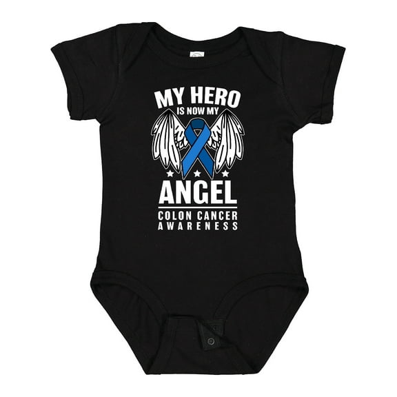 Inktastic My Hero is Now My Angel Colon Cancer Awareness Boys or Girls Baby Bodysuit