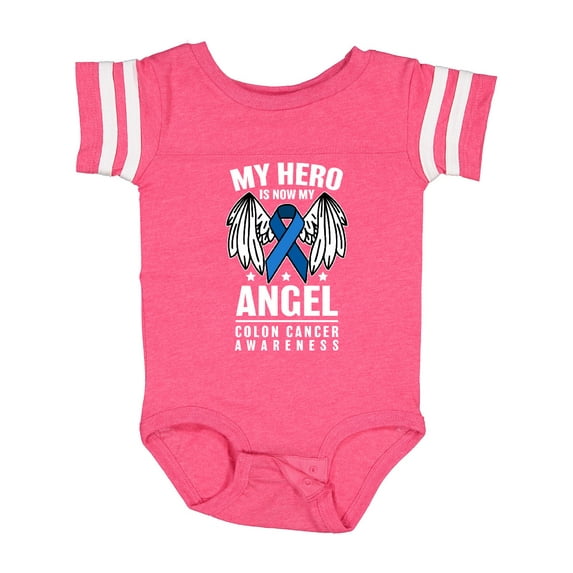 Inktastic My Hero is Now My Angel Colon Cancer Awareness Boys or Girls Baby Bodysuit