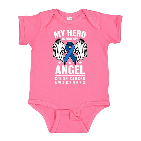 Inktastic My Hero is Now My Angel Colon Cancer Awareness Boys or Girls Baby Bodysuit