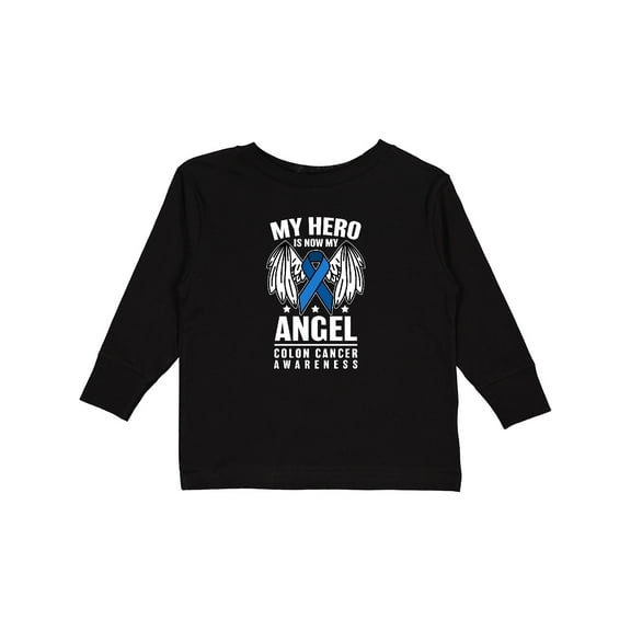 Inktastic My Hero is Now My Angel Colon Cancer Awareness Boys or Girls Long Sleeve Toddler T-Shirt