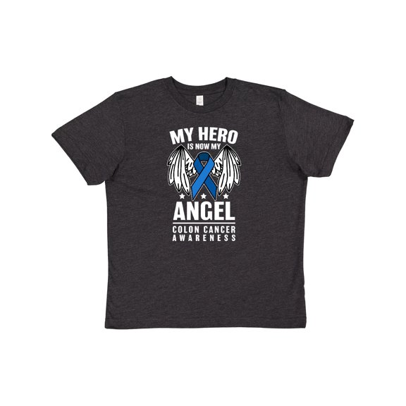 Inktastic My Hero is Now My Angel Colon Cancer Awareness Youth T-Shirt