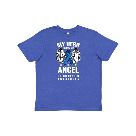 Inktastic My Hero is Now My Angel Colon Cancer Awareness Youth T-Shirt