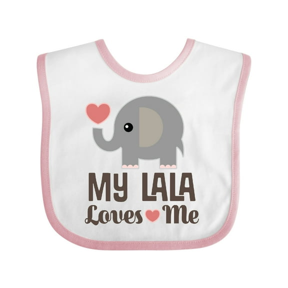 Inktastic My Lala Loves Me Grandkids Elephant Boys or Girls Baby Bib